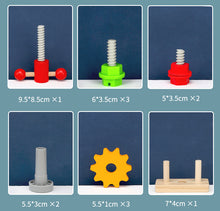 Load image into Gallery viewer, Wooden Kids Tool Set – Handheld Puzzle Toolbox with Screws & Nuts | Montessori Toy for Toddlers (0–3 Years)