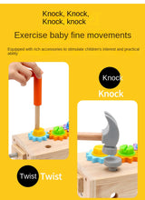 Load image into Gallery viewer, Wooden Kids Tool Set – Handheld Puzzle Toolbox with Screws & Nuts | Montessori Toy for Toddlers (0–3 Years)