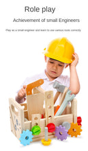 Load image into Gallery viewer, Wooden Kids Tool Set – Handheld Puzzle Toolbox with Screws & Nuts | Montessori Toy for Toddlers (0–3 Years)