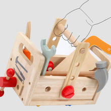 Load image into Gallery viewer, Wooden Kids Tool Set – Handheld Puzzle Toolbox with Screws &amp; Nuts | Montessori Toy for Toddlers (0–3 Years)
