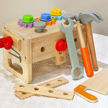 Load image into Gallery viewer, Wooden Kids Tool Set – Handheld Puzzle Toolbox with Screws &amp; Nuts | Montessori Toy for Toddlers (0–3 Years)
