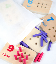 Load image into Gallery viewer, Montessori Wooden Number Blocks – Beech Wood Stacking &amp; Counting Toy for Kids 3+

