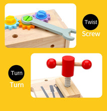 Load image into Gallery viewer, Wooden Kids Tool Set – Handheld Puzzle Toolbox with Screws &amp; Nuts | Montessori Toy for Toddlers (0–3 Years)
