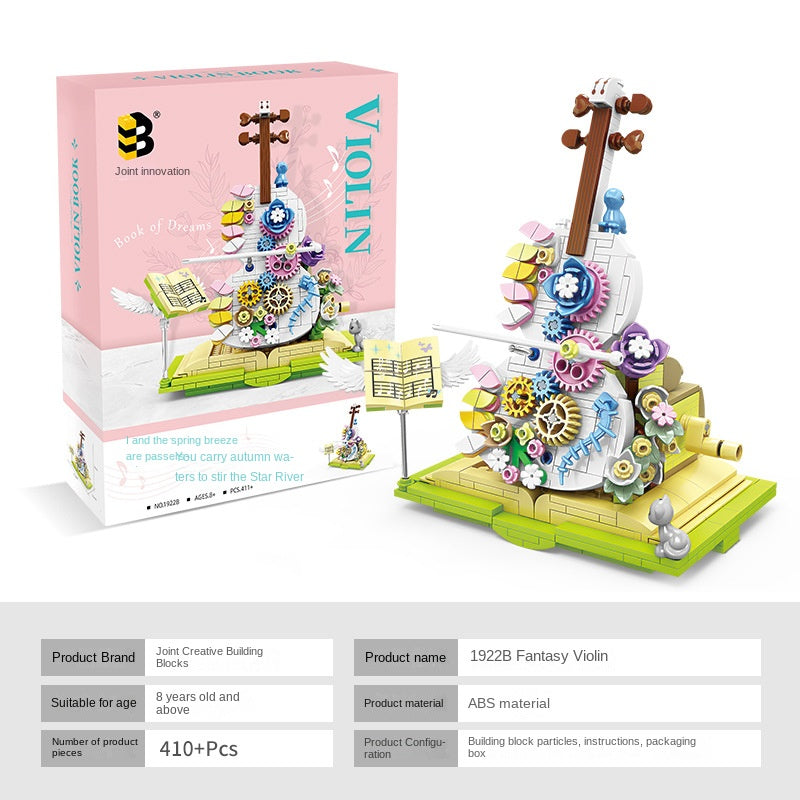 Lace Violin Mini Building Block Set – Compatible with LEGO, 410+ Pieces, Girls' DIY Christmas Gift
