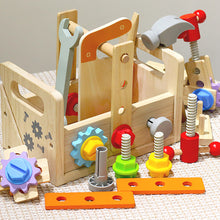 Load image into Gallery viewer, Wooden Kids Tool Set – Handheld Puzzle Toolbox with Screws &amp; Nuts | Montessori Toy for Toddlers (0–3 Years)
