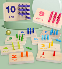 Load image into Gallery viewer, Montessori Wooden Number Blocks – Beech Wood Stacking &amp; Counting Toy for Kids 3+
