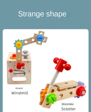 Load image into Gallery viewer, Wooden Kids Tool Set – Handheld Puzzle Toolbox with Screws &amp; Nuts | Montessori Toy for Toddlers (0–3 Years)
