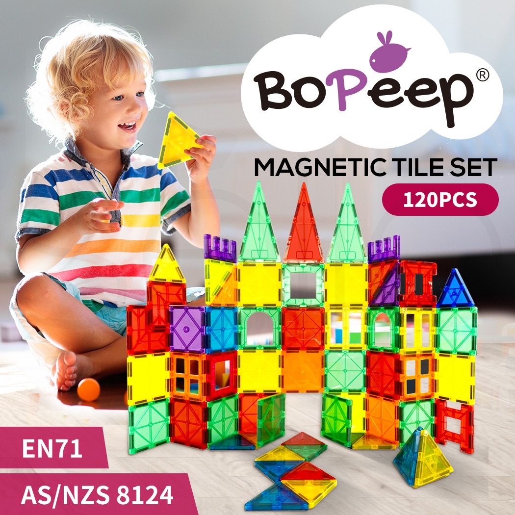 120-Piece Magnetic Tiles Building Blocks – Educational STEM Toy Set for Kids Aged 3+